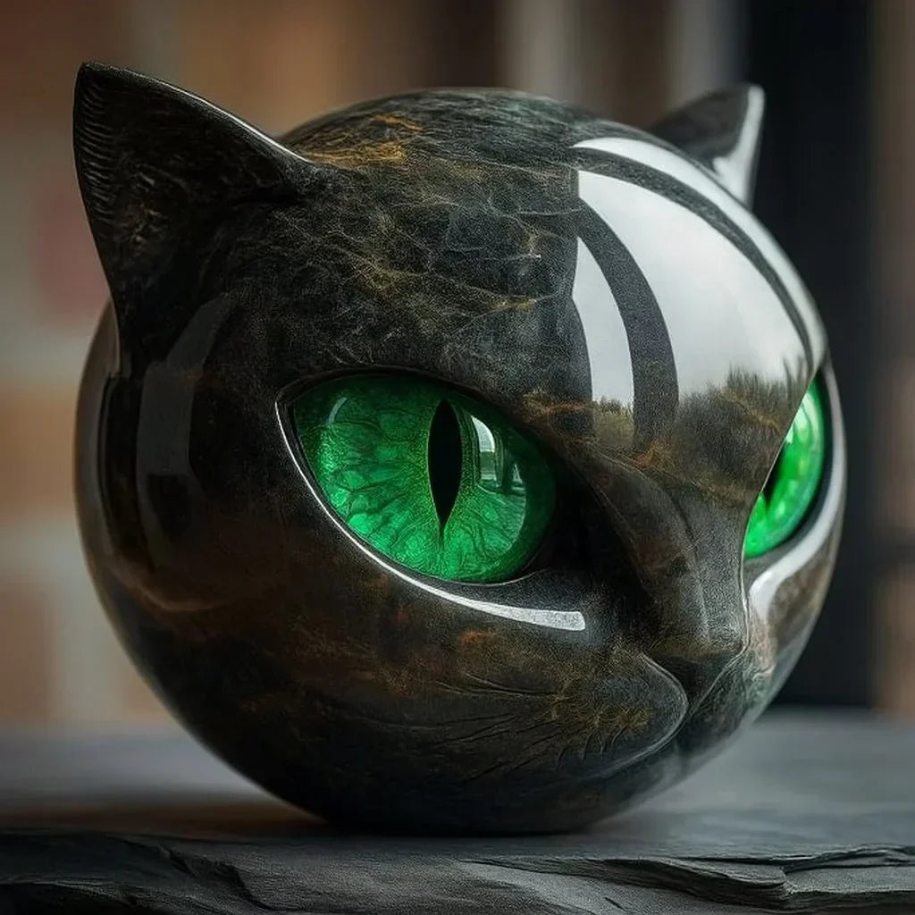 Lunaris - Mystic Black Cat Head Sculpture