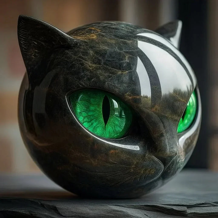 Lunaris - Mystic Black Cat Head Sculpture