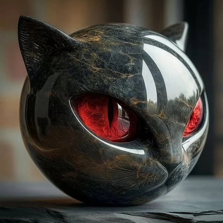 Lunaris - Mystic Black Cat Head Sculpture