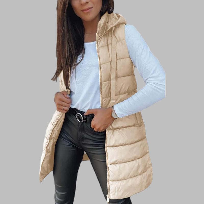 Rain™ - Casual Sleeveless Hood Long Puffer Vest