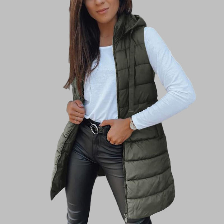 Rain™ - Casual Sleeveless Hood Long Puffer Vest