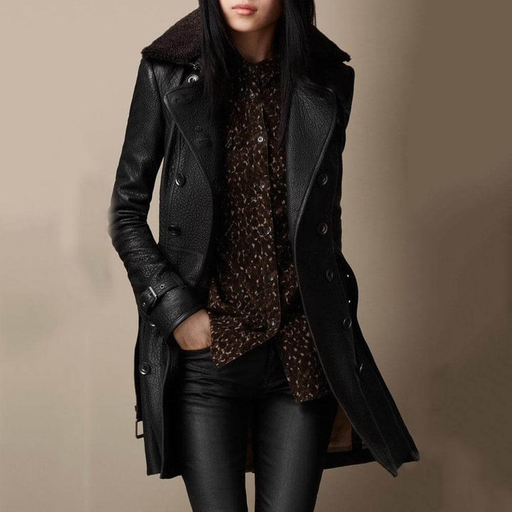 Charlotte | Elegant 3/4 leather coat