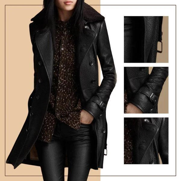 Charlotte | Elegant 3/4 leather coat