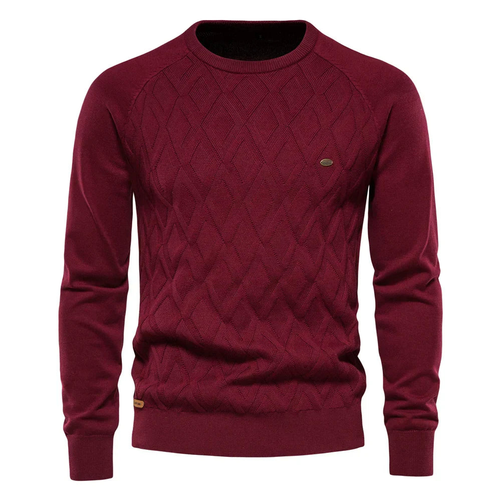 Ewan | Men's Sweater With Checkered Design