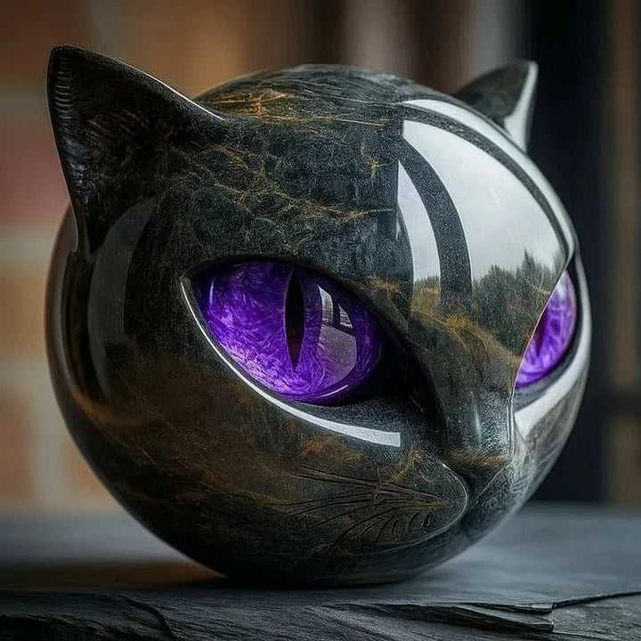 Lunaris - Mystic Black Cat Head Sculpture