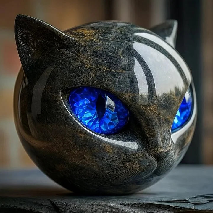Lunaris - Mystic Black Cat Head Sculpture