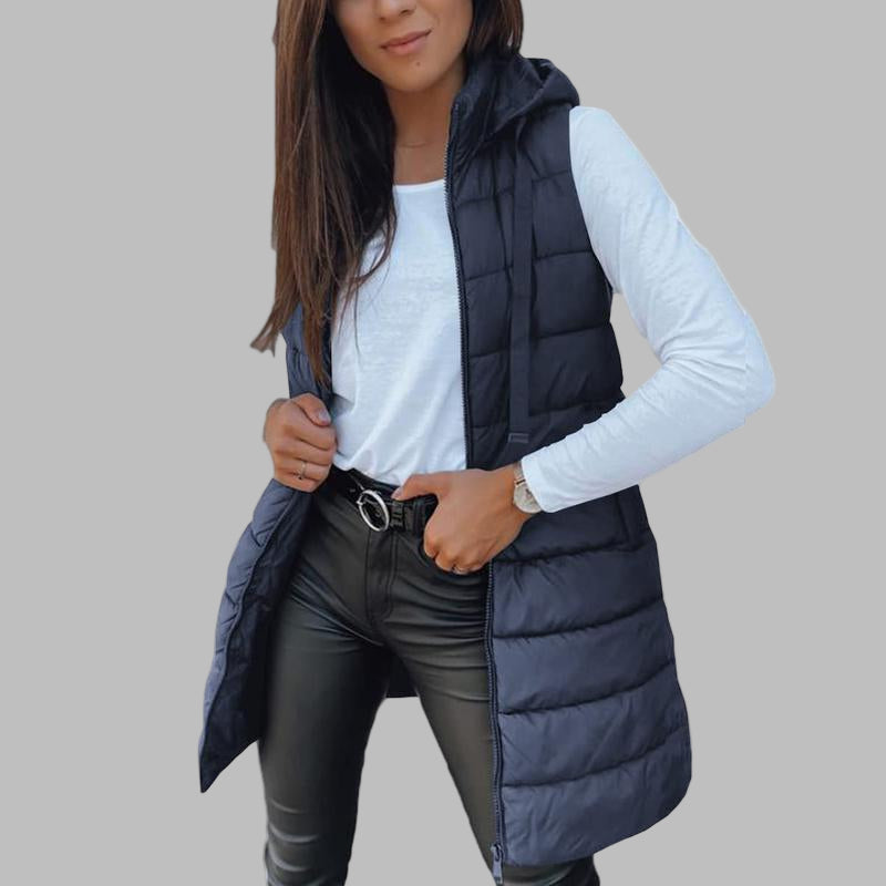 Rain™ - Casual Sleeveless Hood Long Puffer Vest