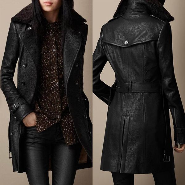 Charlotte | Elegant 3/4 leather coat