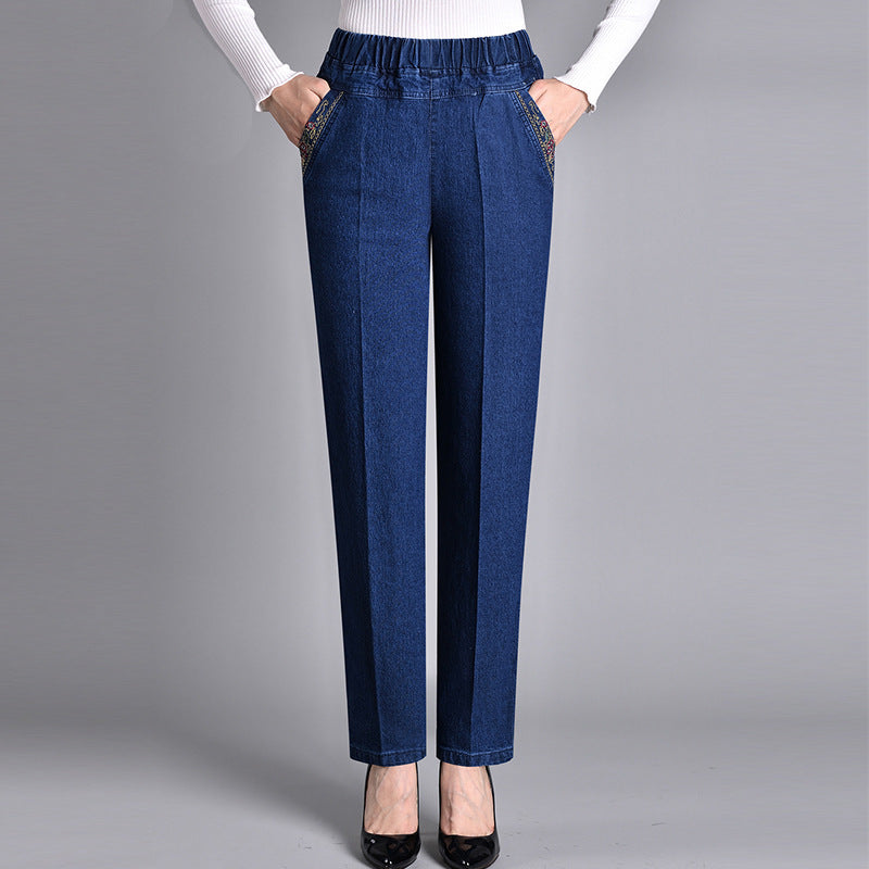 Grace | Women's jeans with side pockets and elasticated waist