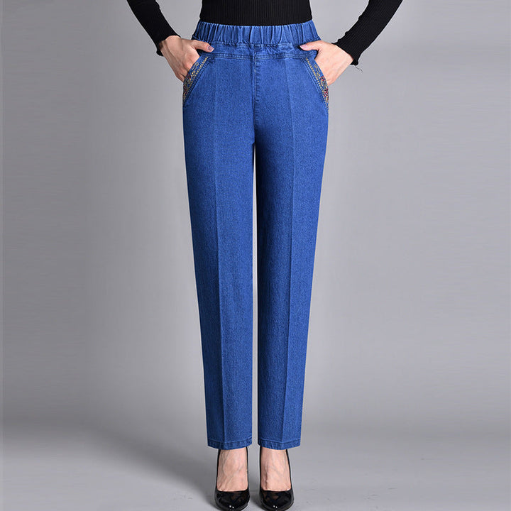 Grace | Women's jeans with side pockets and elasticated waist